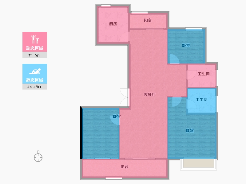 陕西省-西安市-绿城蘭园-106.12-户型库-动静分区