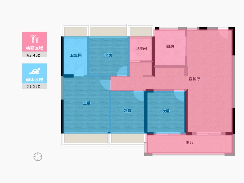 江苏省-苏州市-香江·翡翠天辰-102.39-户型库-动静分区