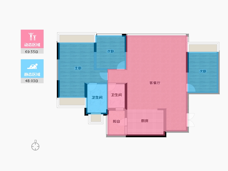 重庆-重庆市-香港置地启元-106.56-户型库-动静分区