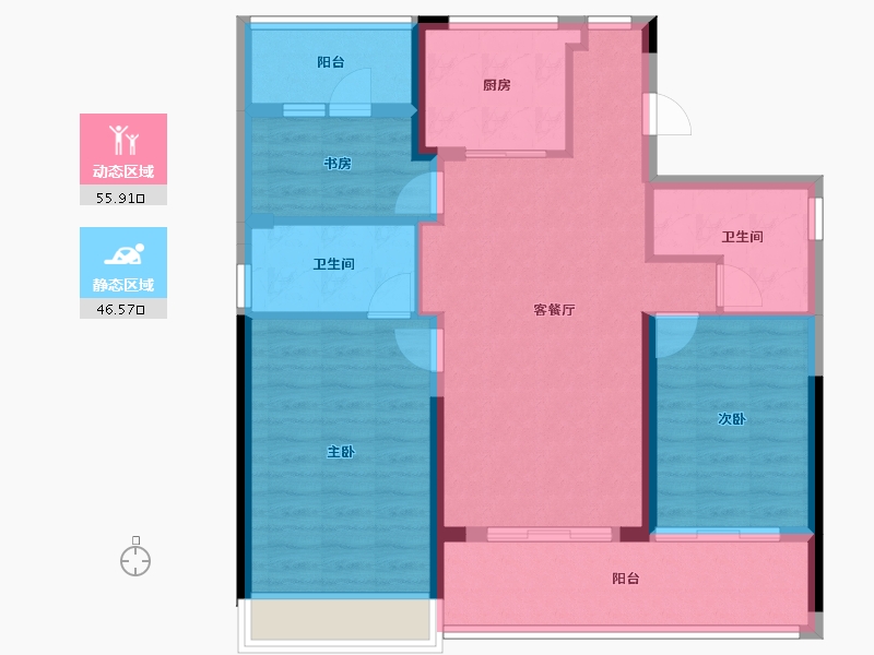 浙江省-台州市-绿城城投·晓风印月-92.00-户型库-动静分区