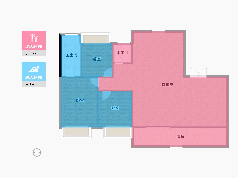 江苏省-无锡市-美的云璟-113.85-户型库-动静分区