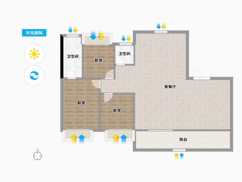 江苏省-无锡市-美的云璟-113.85-户型库-采光通风