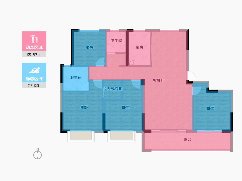 浙江省-金华市-滨江建杭坤和望品-111.01-户型库-动静分区