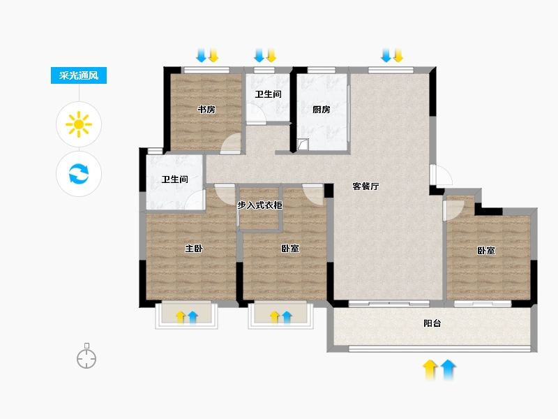 浙江省-金华市-滨江建杭坤和望品-111.01-户型库-采光通风