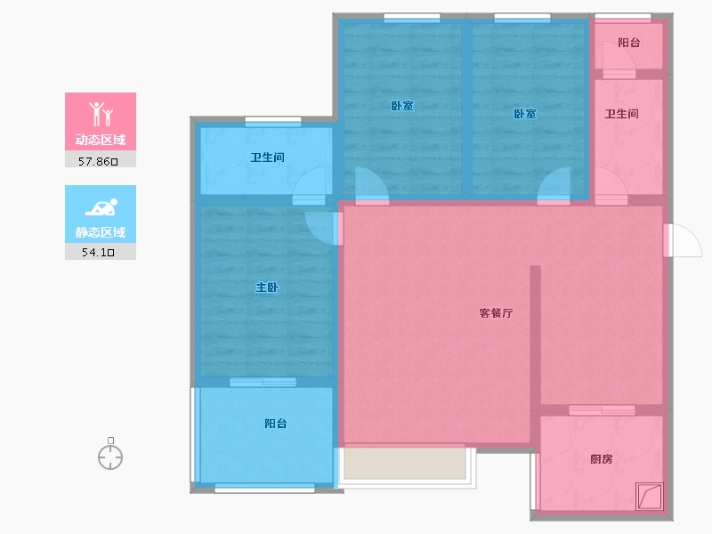 陕西省-西安市-泾干学府-98.92-户型库-动静分区