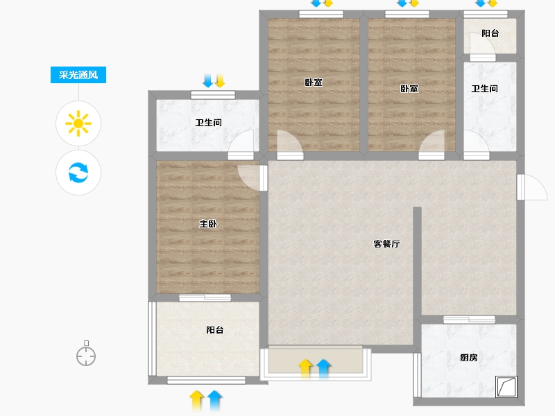 陕西省-西安市-泾干学府-98.92-户型库-采光通风