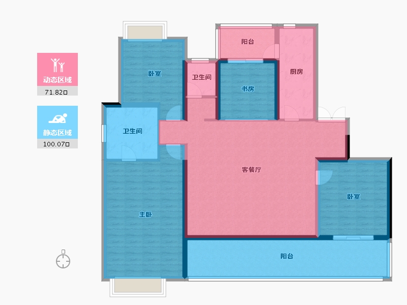 湖南省-长沙市-绿城桂满湘江-156.00-户型库-动静分区