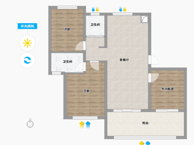 海南省-三亚市-北京城建海云湾-88.27-户型库-采光通风