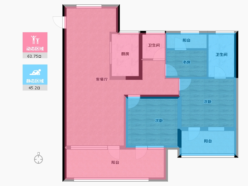 山东省-青岛市-保利和颂-96.81-户型库-动静分区