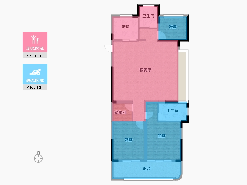 浙江省-温州市-融创凯迪中心-94.07-户型库-动静分区