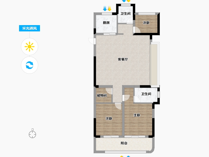 浙江省-温州市-融创凯迪中心-94.07-户型库-采光通风