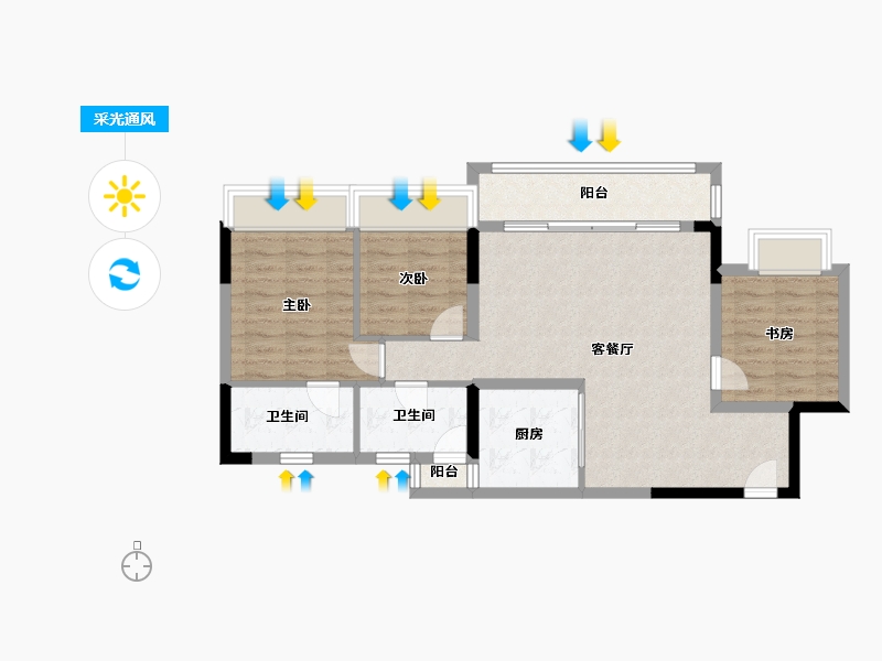 重庆-重庆市-科学城凤玺台-79.20-户型库-采光通风