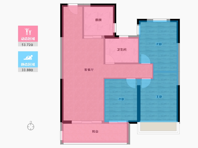 陕西省-西安市-金地玖峯府-79.20-户型库-动静分区