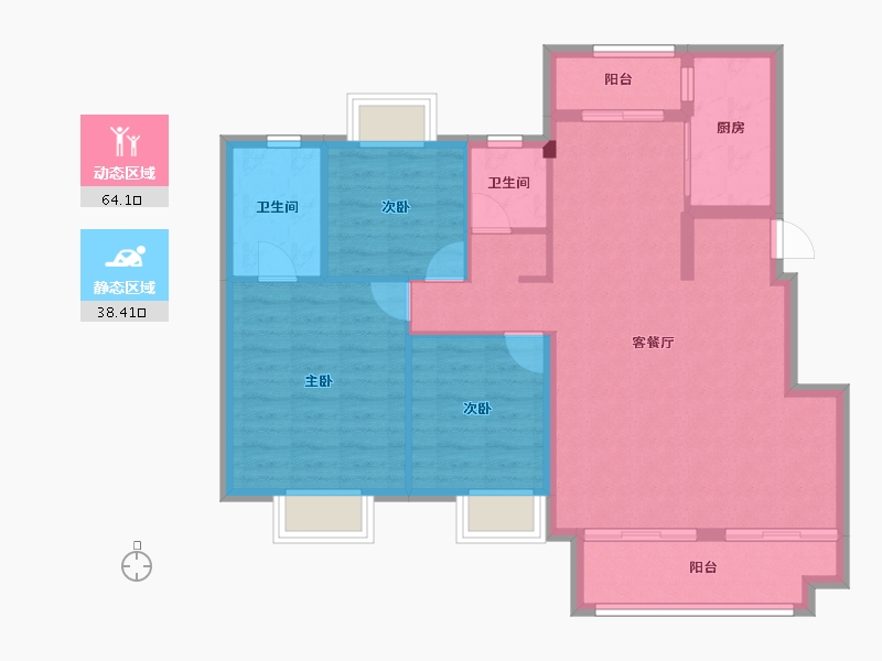 湖北省-武汉市-天创黄金时代-92.80-户型库-动静分区