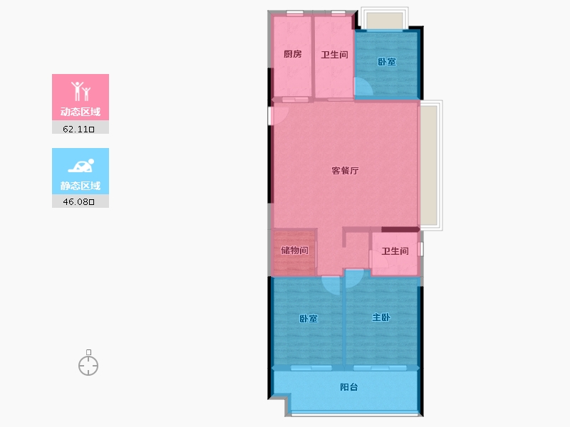 江苏省-镇江市-碧桂园凤凰城-98.40-户型库-动静分区