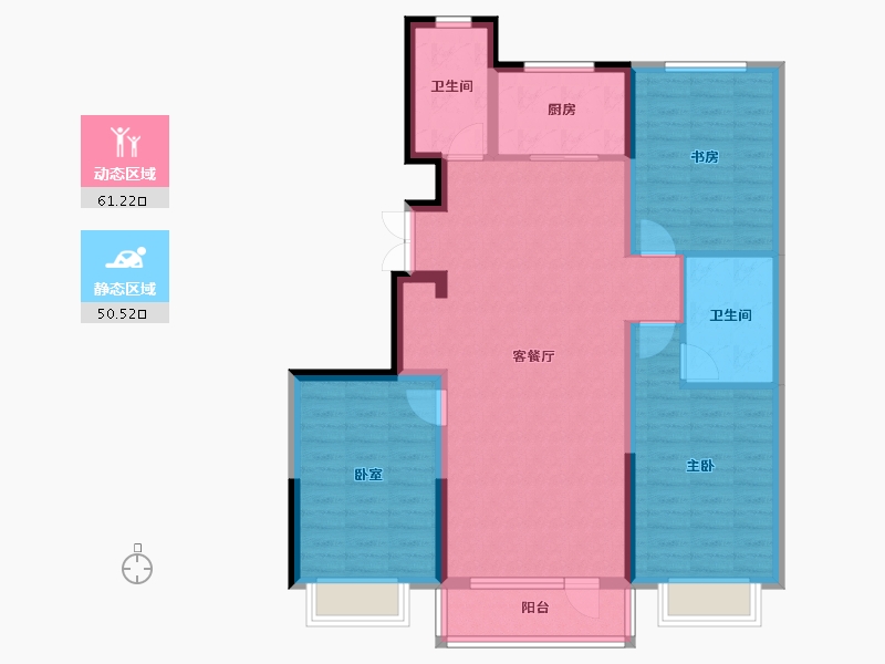 辽宁省-鞍山市-七号湖畔·二期春园-100.26-户型库-动静分区