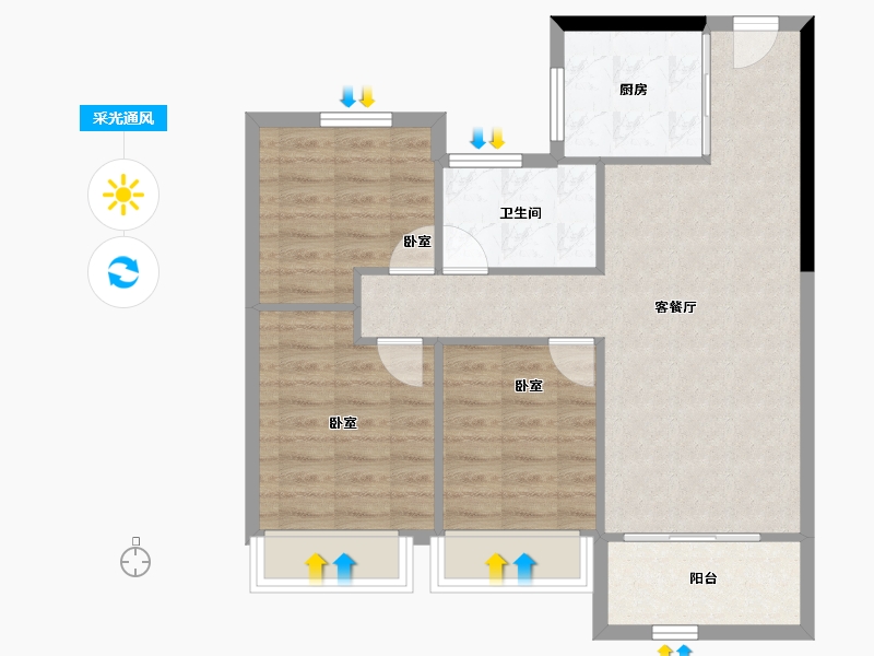 湖北省-武汉市-新城桃李郡-74.58-户型库-采光通风