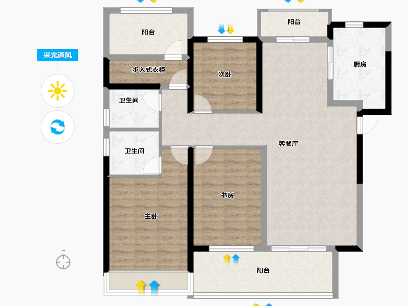 河南省-郑州市-谦祥·雲栖-114.00-户型库-采光通风