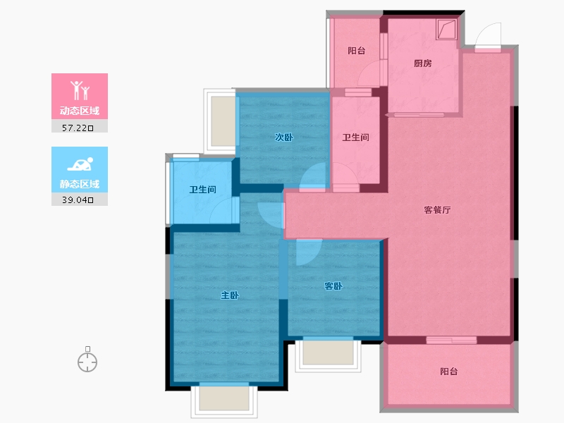 云南省-昆明市-邦泰花园城-84.89-户型库-动静分区