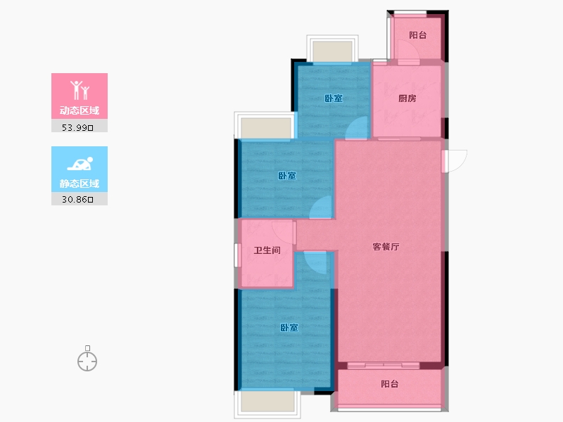 湖南省-邵阳市-都市华府-76.66-户型库-动静分区