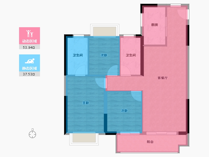 湖北省-武汉市-富力绿都中央公园-83.00-户型库-动静分区