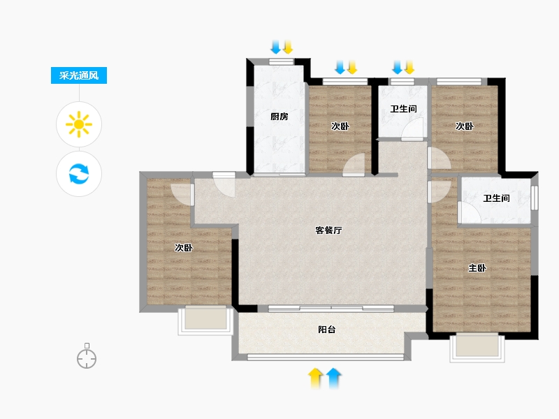 浙江省-宁波市-海伦堡·沁栖雅苑-102.77-户型库-采光通风