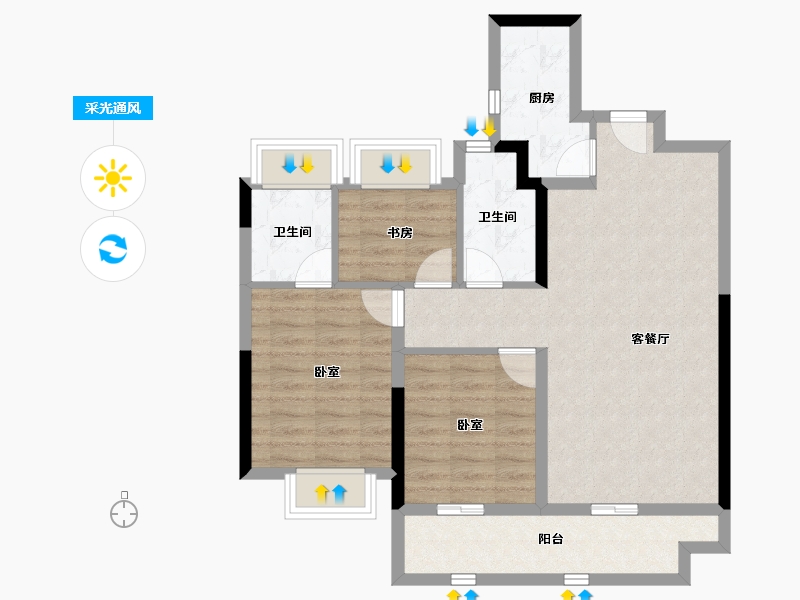 湖北省-武汉市-天创黄金时代-79.29-户型库-采光通风