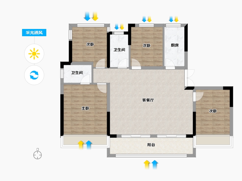 浙江省-温州市-悦名庭-105.60-户型库-采光通风