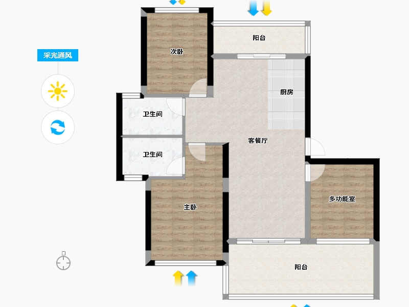 海南省-三亚市-北京城建海云湾-98.83-户型库-采光通风