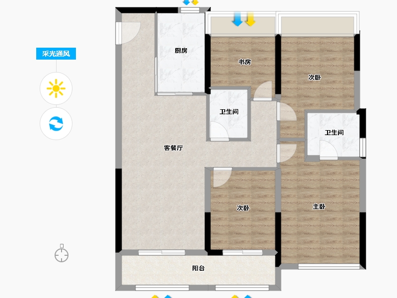 浙江省-绍兴市-湖珀隐秀府-100.89-户型库-采光通风