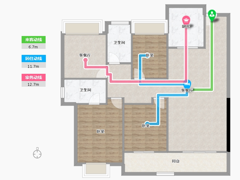 湖北省-武汉市-香港置地·元庐-114.13-户型库-动静线