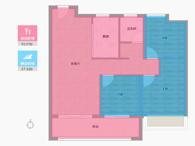 江苏省-南京市-天悦风华-70.57-户型库-动静分区