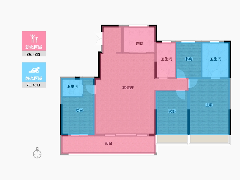 浙江省-绍兴市-中海铂隽-144.00-户型库-动静分区