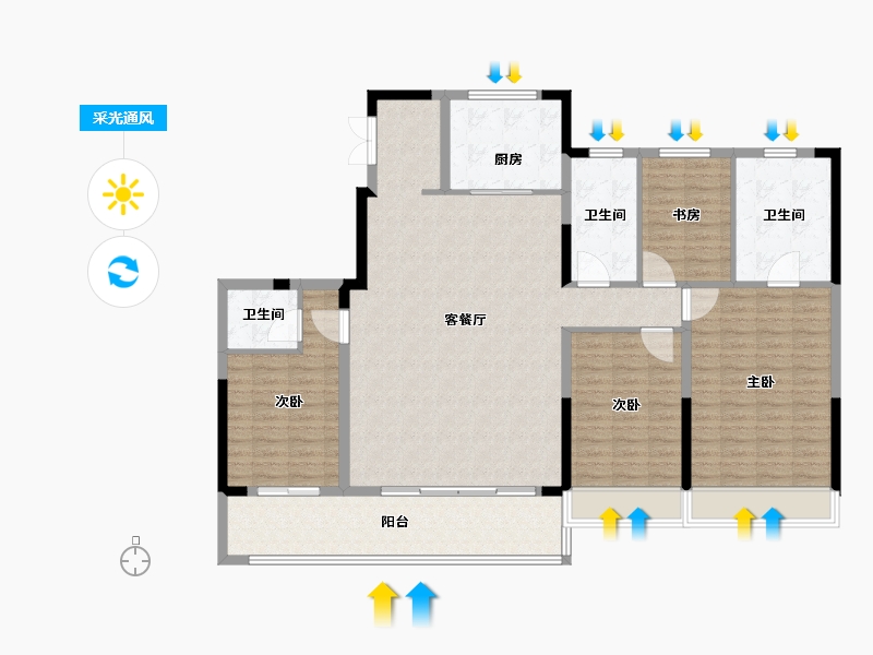 浙江省-绍兴市-中海铂隽-144.00-户型库-采光通风