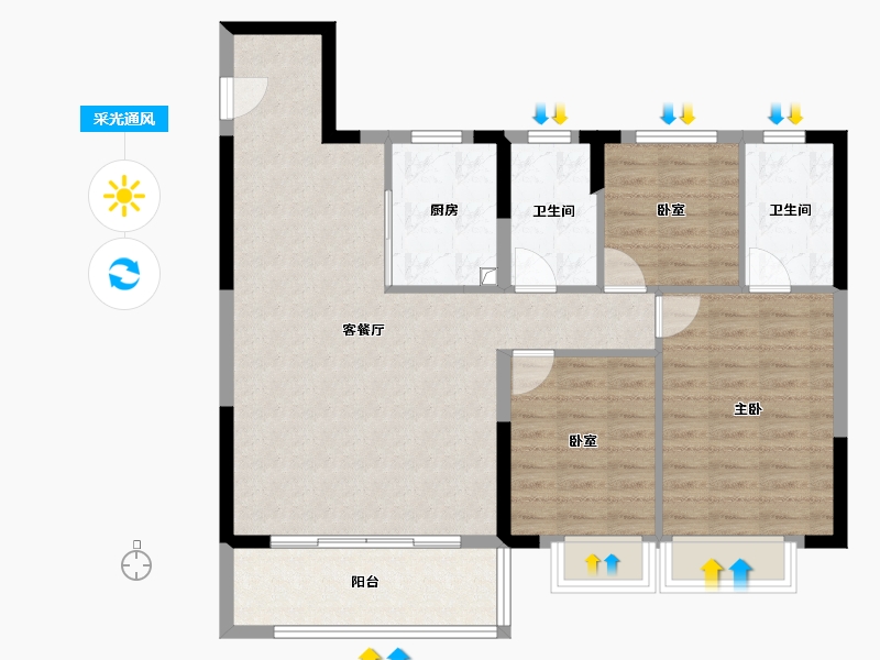 浙江省-宁波市-映樾府-92.00-户型库-采光通风