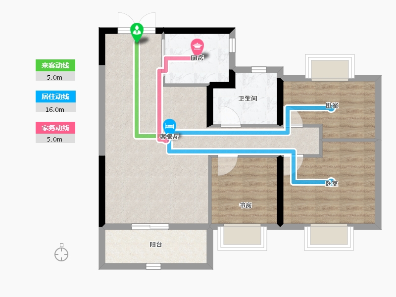 湖北省-武汉市-信达天纵第五园-75.00-户型库-动静线