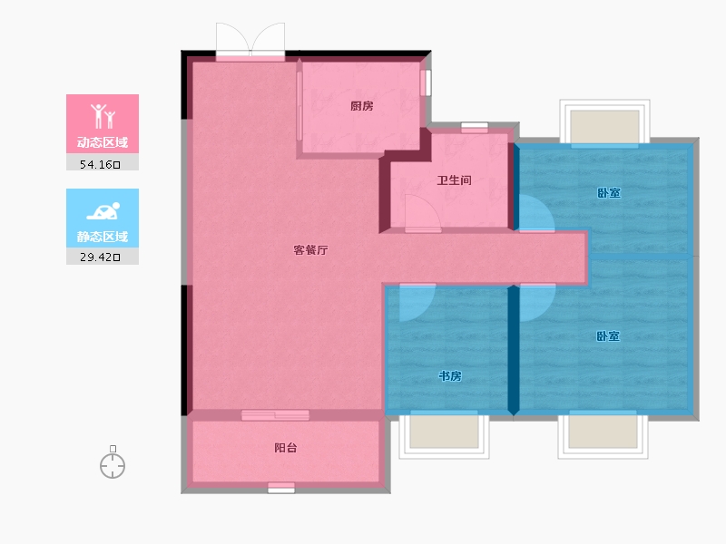 湖北省-武汉市-信达天纵第五园-75.00-户型库-动静分区