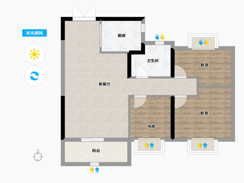 湖北省-武汉市-信达天纵第五园-75.00-户型库-采光通风