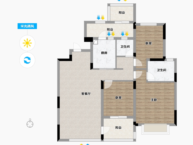 浙江省-湖州市-恒大林溪竹语-110.01-户型库-采光通风