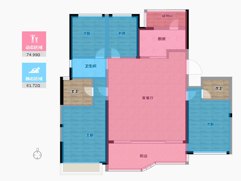 四川省-成都市-空港发展云璟铂樾-132.89-户型库-动静分区