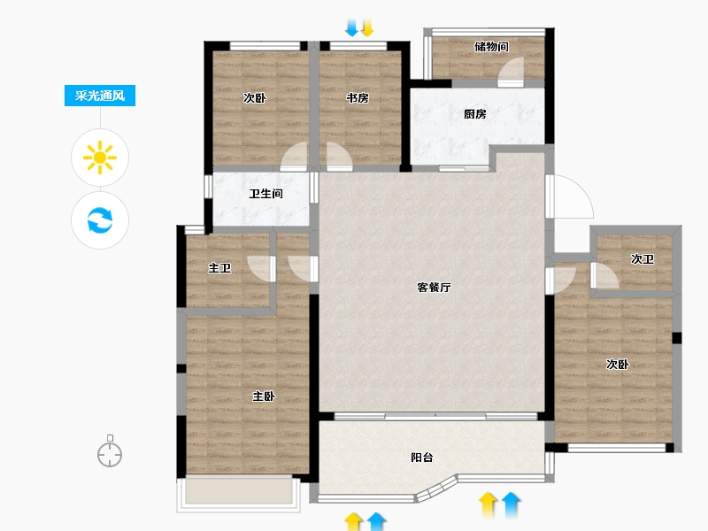 四川省-成都市-空港发展云璟铂樾-132.89-户型库-采光通风