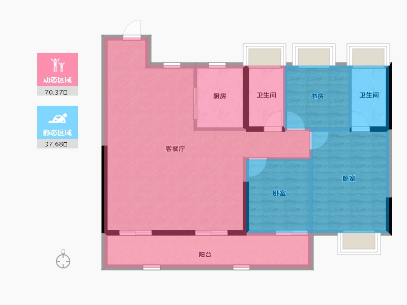 江苏省-无锡市-美的云璟-98.05-户型库-动静分区