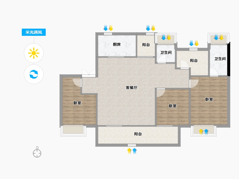 湖南省-长沙市-中国铁建・瀚澜湾-114.60-户型库-采光通风