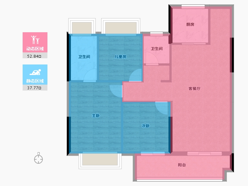 湖北省-武汉市-武汉城建花山印象二期-81.82-户型库-动静分区