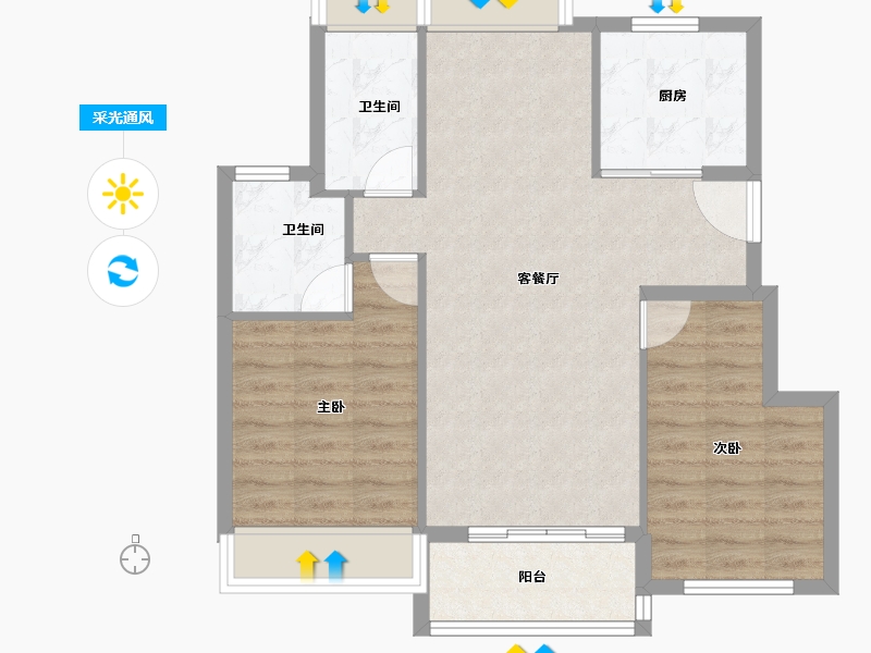 上海-上海市-金融街金悦府-72.63-户型库-采光通风