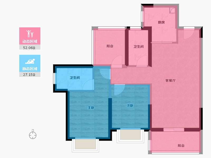 广东省-惠州市-星河冠誉府-69.60-户型库-动静分区