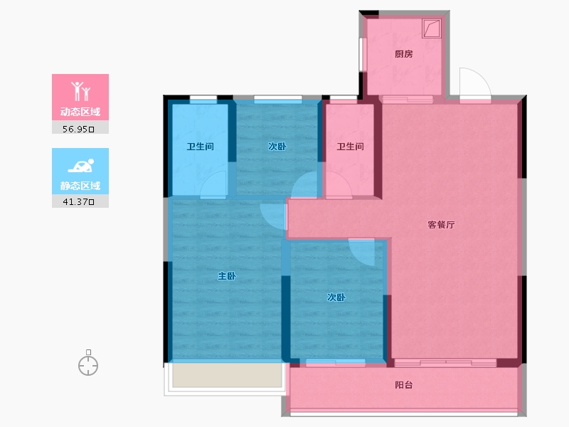 浙江省-台州市-龙湖中德·舜山府-87.87-户型库-动静分区