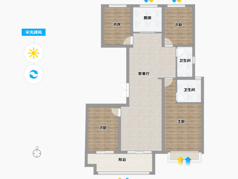 河南省-郑州市-正弘璟云筑-114.40-户型库-采光通风