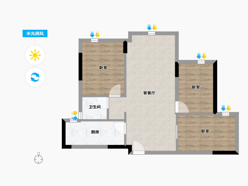 重庆-重庆市-里城樾公馆-64.24-户型库-采光通风