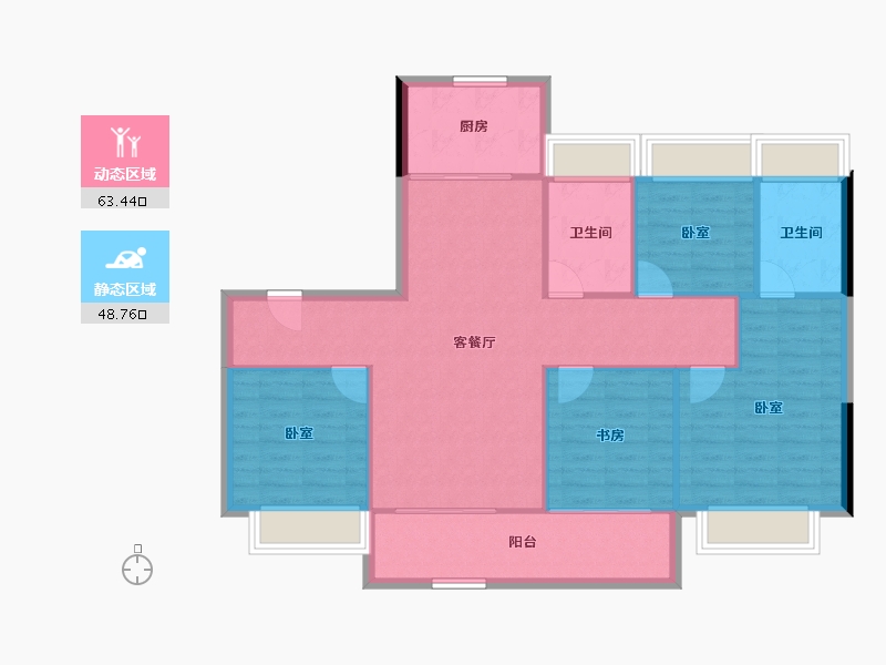 湖北省-武汉市-伟鹏硅谷小镇一期-102.77-户型库-动静分区